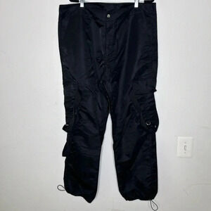 Collusion New black cargo nylon parachute pants size 40/32